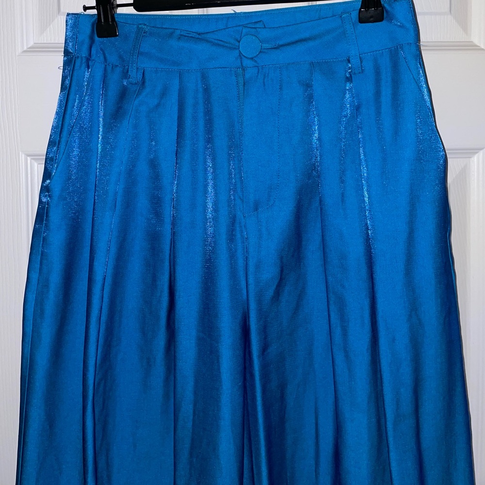 Metallic Blue Nasty Gal Wide Leg Trouser